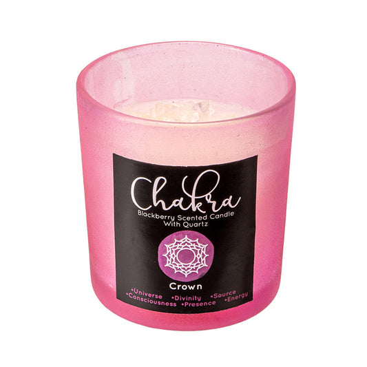 Crown Chakra Blackberry Scented Candle with Quartz
