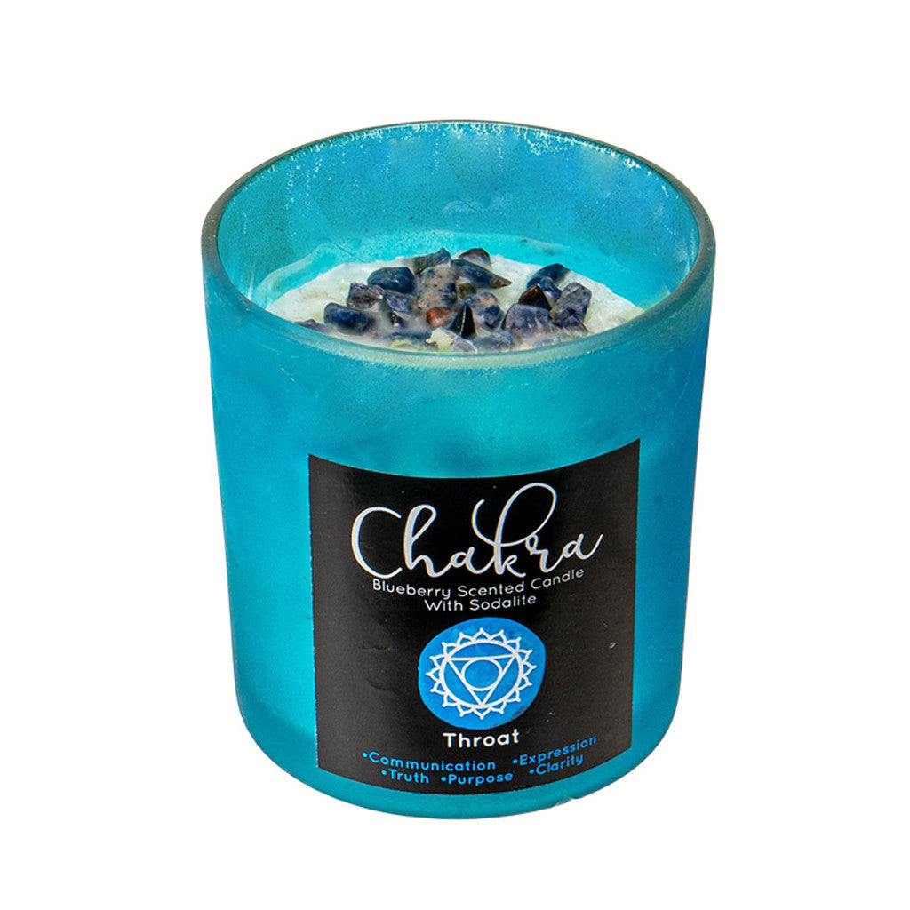 Throat Chakra Blueberry Scented Candle with Sodalite