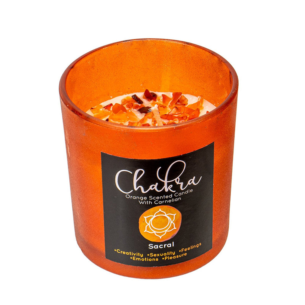 Sacral Chakra Orange Scented Candle with Carnelian