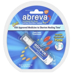 Abreva, Cold Sore/Fever Blister Treatment, Portable Convenient Pump, 0.07 Oz (2 G)