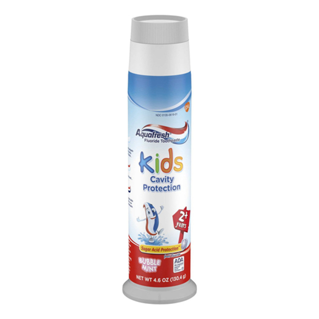 Aquafresh Fluoride Toothpaste CaVitamins y protection for Kids with Pump, Bubble Mint, 4.6 Oz