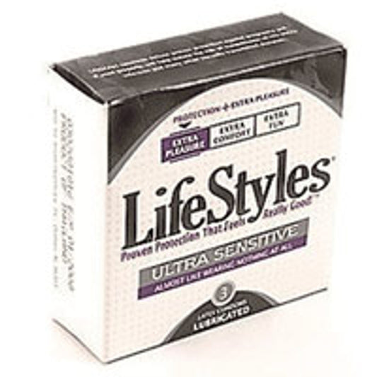 Lifestyles Ultra Sensitive Lubricated, Latex Condoms - 3 Ea, 6 Pack