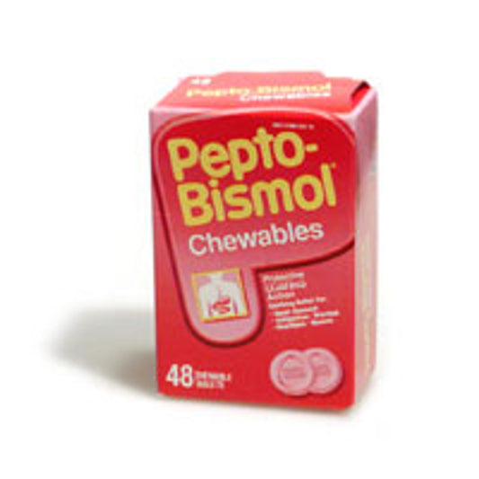 Pepto-Bismol Chewable Tablets Relieves Heartburn, Original - 48 Ea