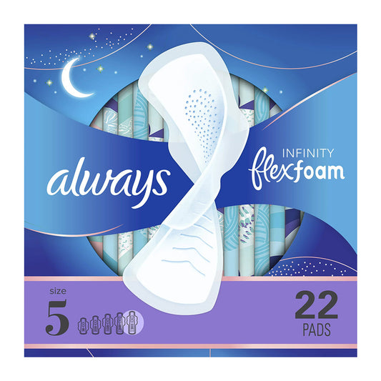 Always Infinity Overnight Pads, Winged, Unscented, Size 5, 22 Ea