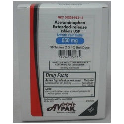 AVPak Acetaminophen ER USP Tablets 650 Mg 50 Count