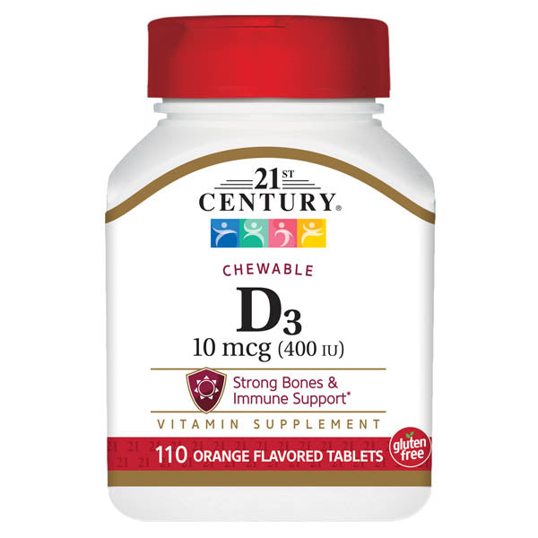 21ST CENTURY Vitamins amin D-400IU ORANGE CHEWABLE