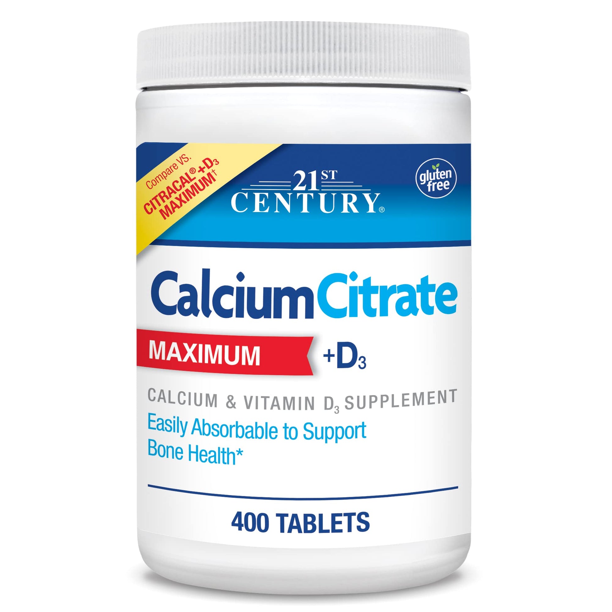21st Century Calcium 500 + D3, 400 Tablets Vitalmends