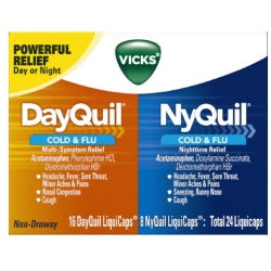 Vicks DayQuil/NyQuil Cough, Cold, and Flu Relief, 24 liquicaps