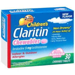 Claritin Childrens Chewable Tablets, Bubble Gum, 30 Count
