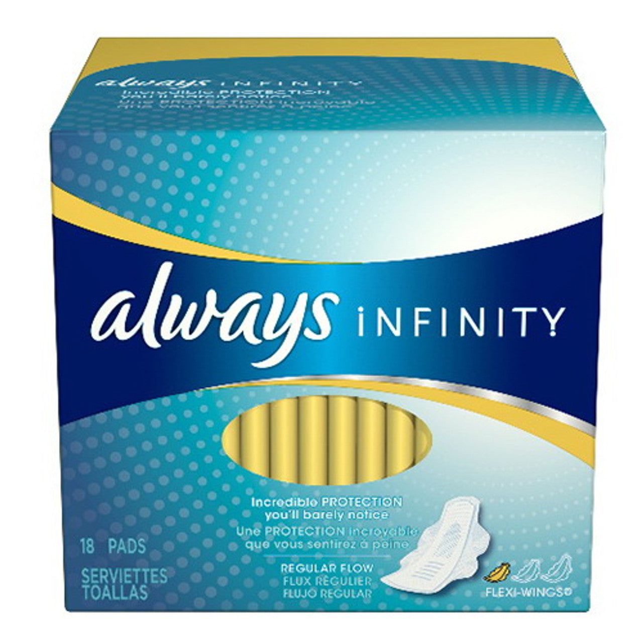 Always Infinity Regular Flow Protection Pads With Revolutionary Wings - 18 Pads