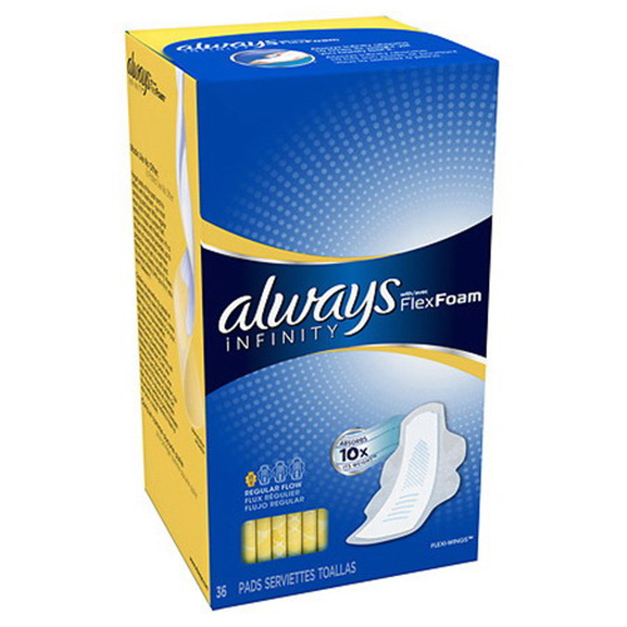 Always Infinity Regular Flow Protection Pads With Revolutionary Wings - 36 Pads, 6 Ea