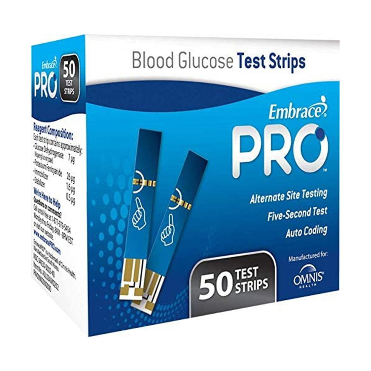 Omnis Health Embrace Pro Blood Glucose Test Strips, 50 Ea