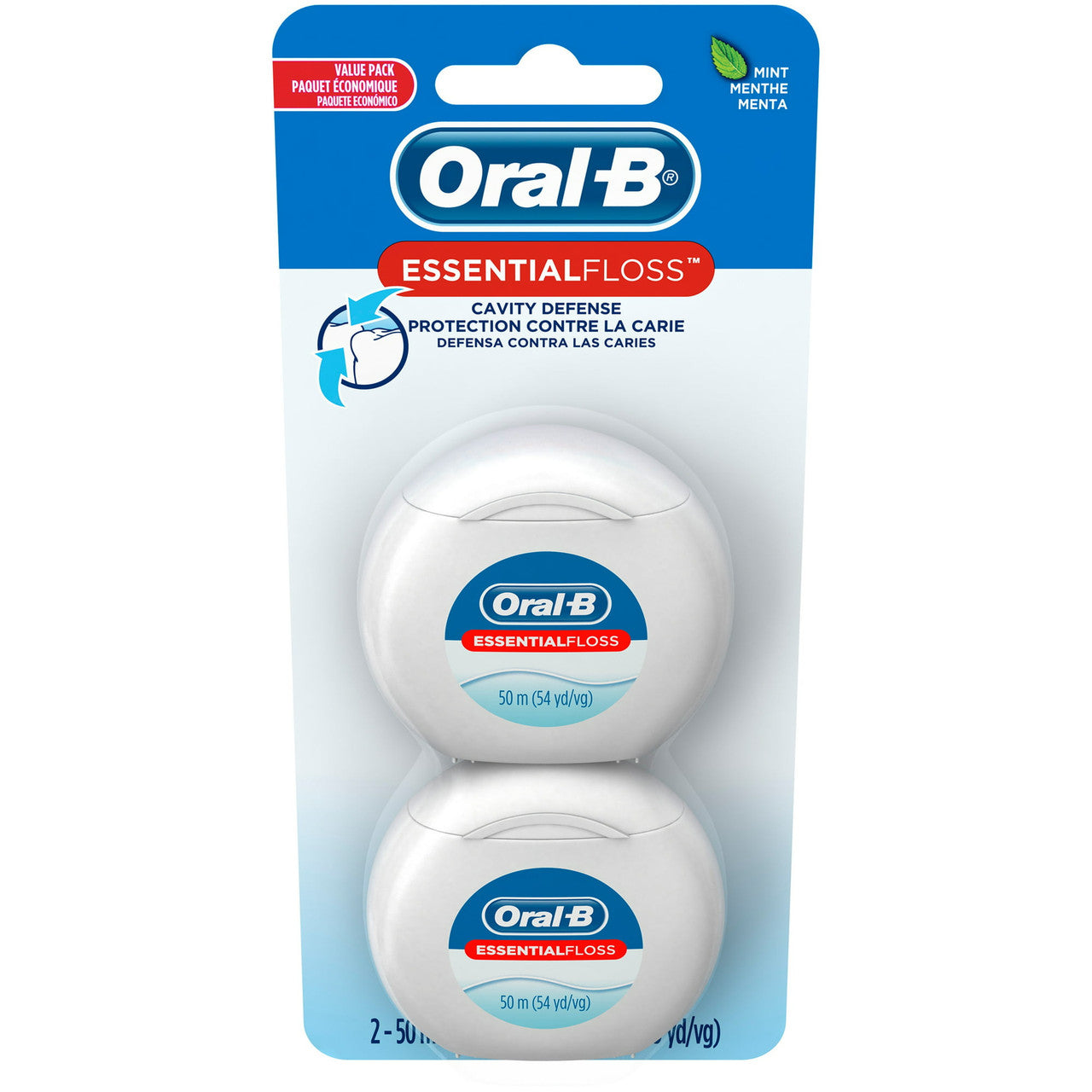 Oral-B Essential Dental Floss Mint CaVitamins y Defense, Twin Pack, 50 M X 2 Ea