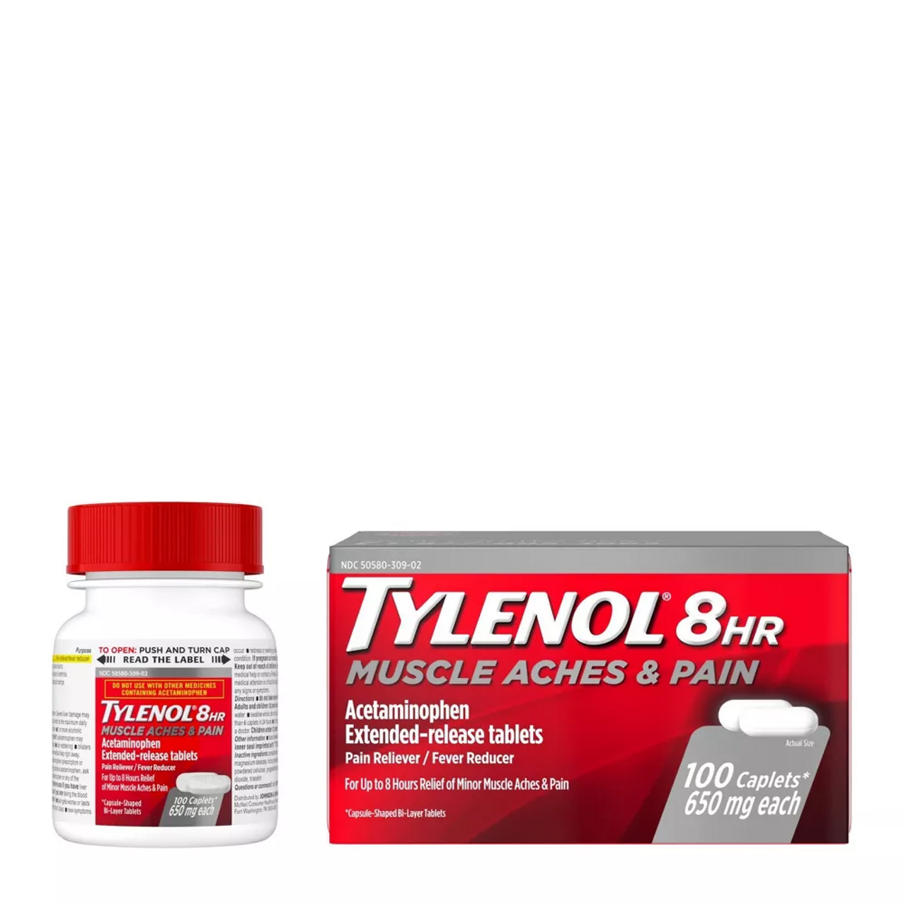 Tylenol 8 Hr Muscle Aches And Pain Extended Release Caplets, 100 Ea