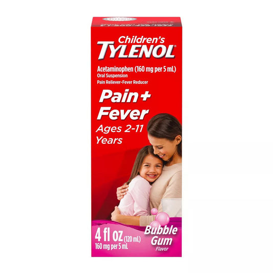 Tylenol Childrens Pain And Fever Relief Liquid Acetaminophen, Bubble Gum, 4 Oz