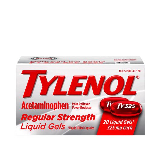 Tylenol 325 Mg Regular Strength Pain Relief Liquid Gels, 20 Ea