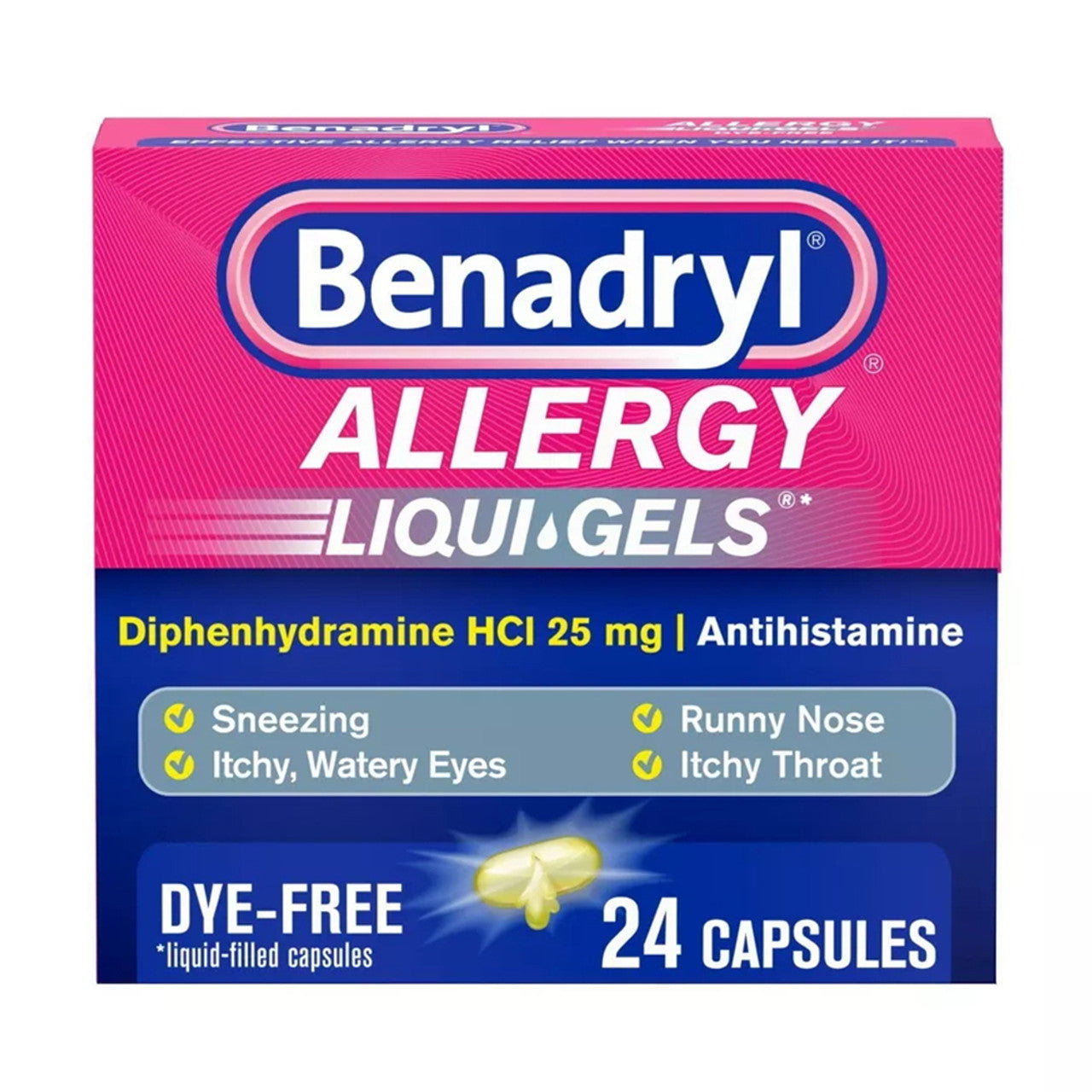 Benadryl Dye-Free Allergy Relief Liqui Gels, 24 Ea