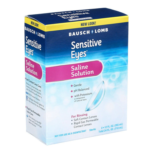 Bausch And Lomb Sensitive Eyes Plus Saline Solution, Twin Pack, 24 Oz