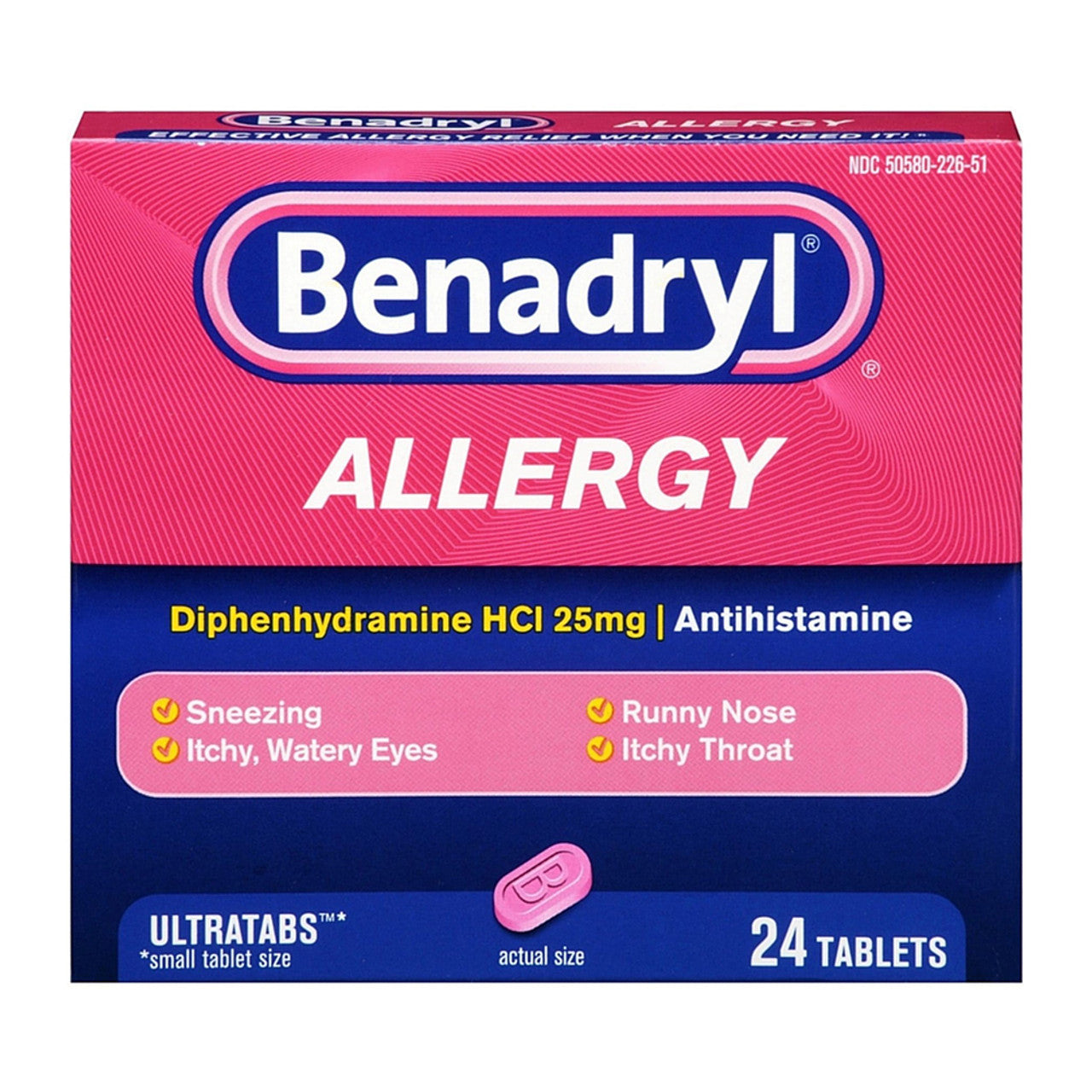 Benadryl Allergy Relief, Ultratab Tablets, 24 Ea