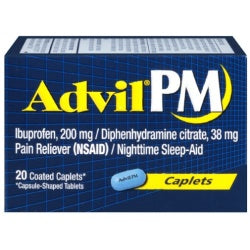 Advil PM Pain Reliever & Nighttime Sleep-Aid Coated Caplets, 20 Ct | CVS