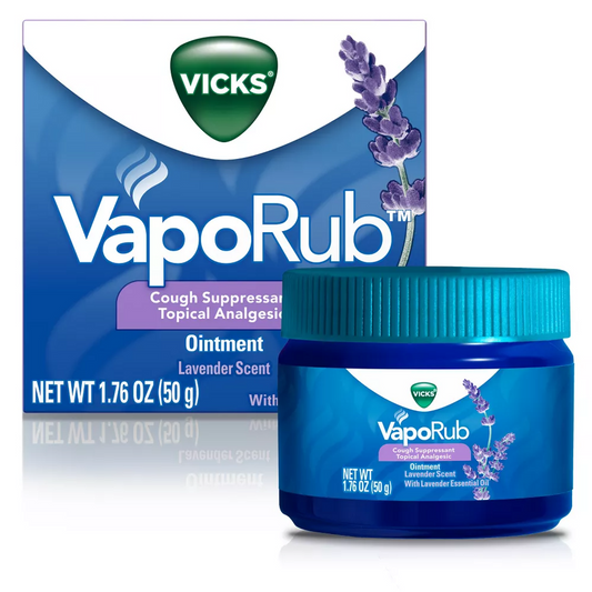 Vicks Vaporub Soothing Cough Suppressant Tripical Analgesic Ointment, Lavender Scent, 1.76 oz