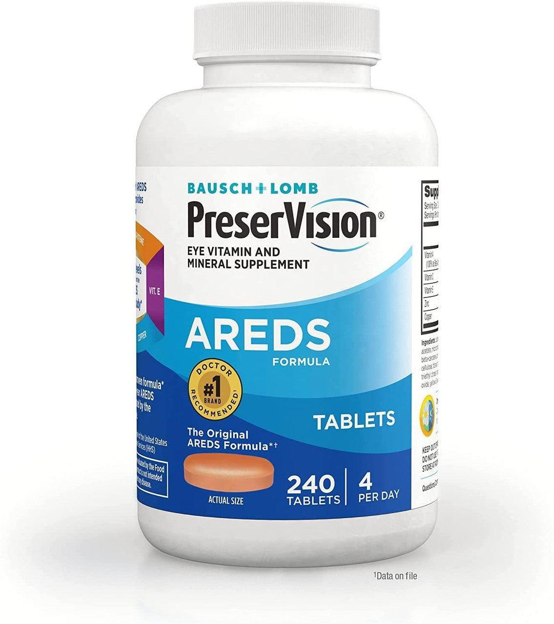 Bausch And Lomb Preservision Areds Eye Vitamins amin And Mineral Supplement Tablets, 240 Ea