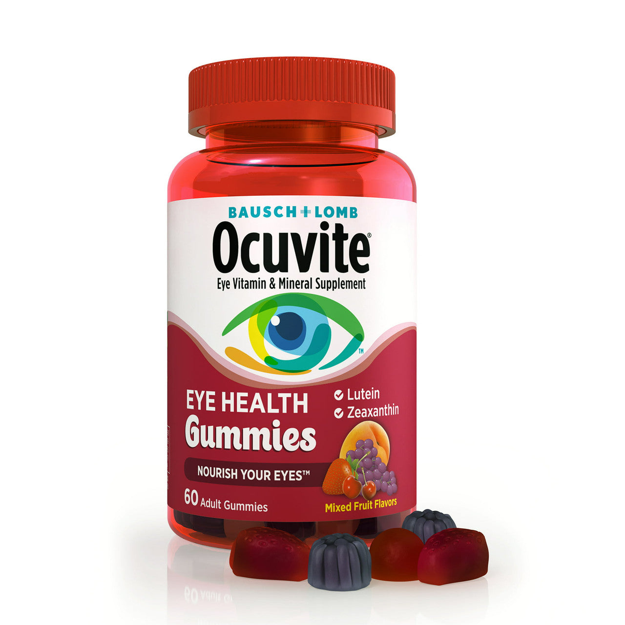 Bausch And Lomb OcuVitamins e Adult Eye Health Gummies, Mixed Fruit Flavors, 60 Ea