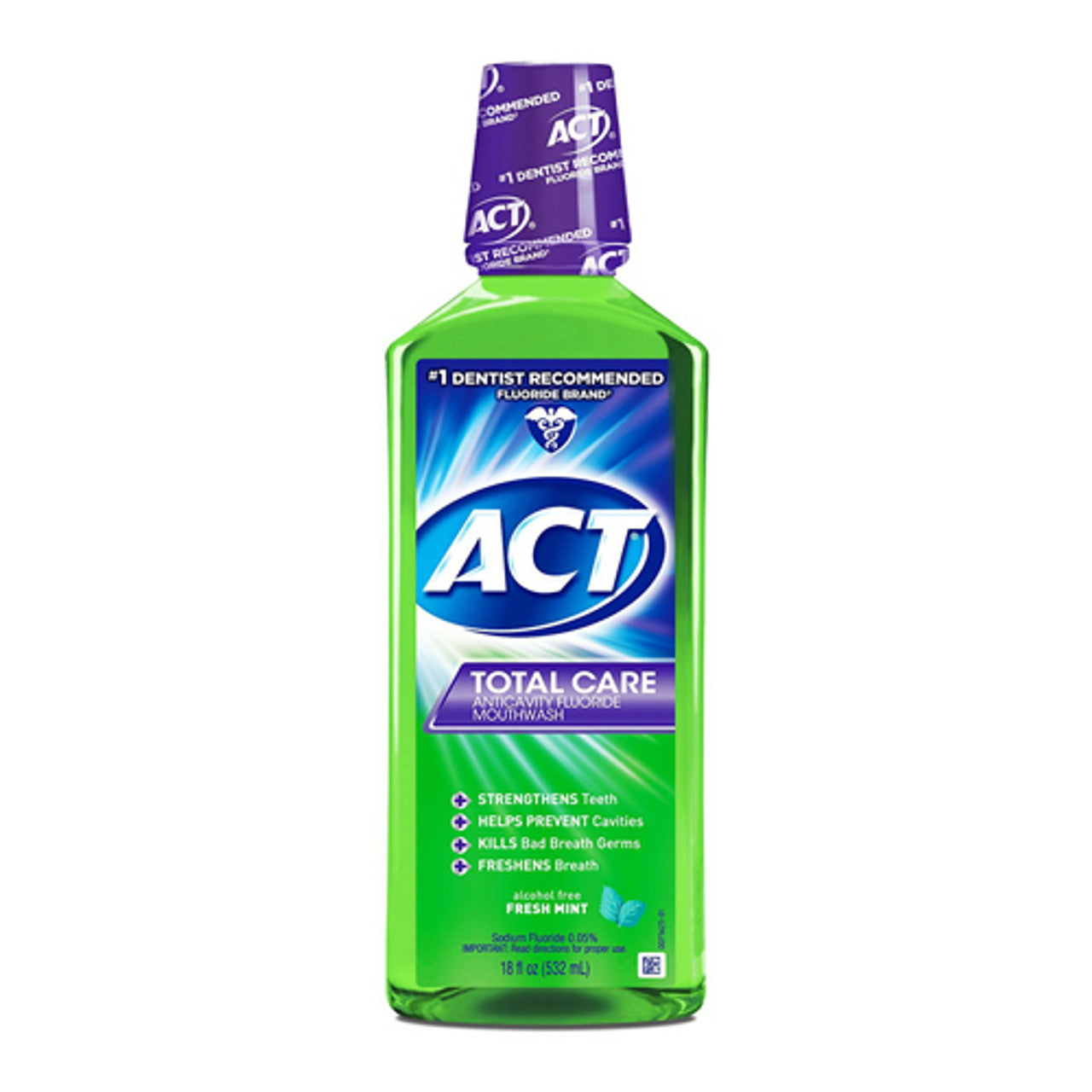 Act Alcohol Free AnticaVitamins y Fluoride Mouth Rinse, Fresh Mint - 18 Oz