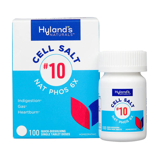 Hyland's Naturals No10 Cell Salt NAT Phos 6X Tablets, Natural Relief of Heartburn, Gas, 100 Ct