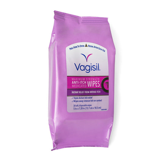 Vagisil Maximum Strength Anti-Itch Medicated Wipes - 20/Pack