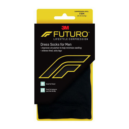 Futuro Mens Dress Socks for Men, Medium, Firm Compression, Black, 1 Pair