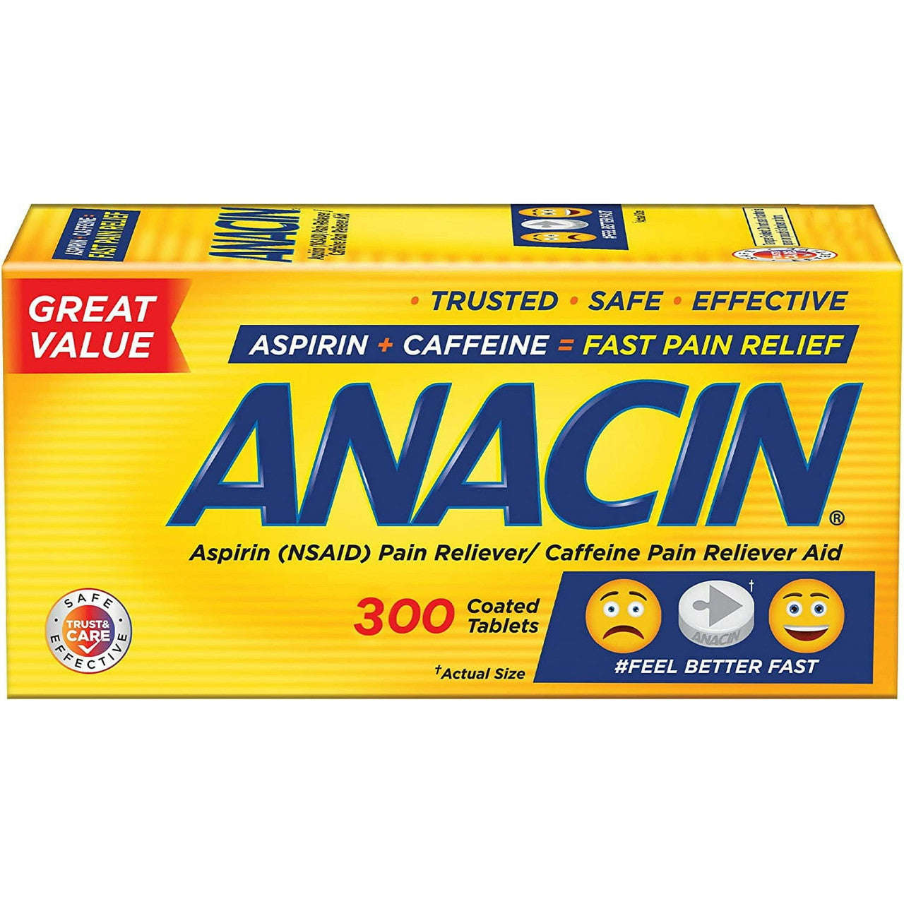 Anacin Fast Pain Relief, Pain Reducer Aspirin Tablets, 300 Ea