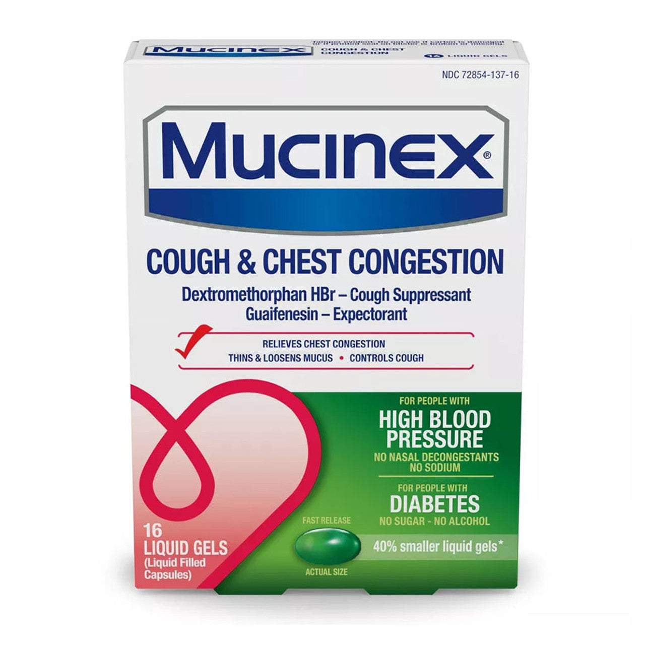 Mucinex High Blood Pressure Cough And Chest Congestion Medicine, 16 Ea