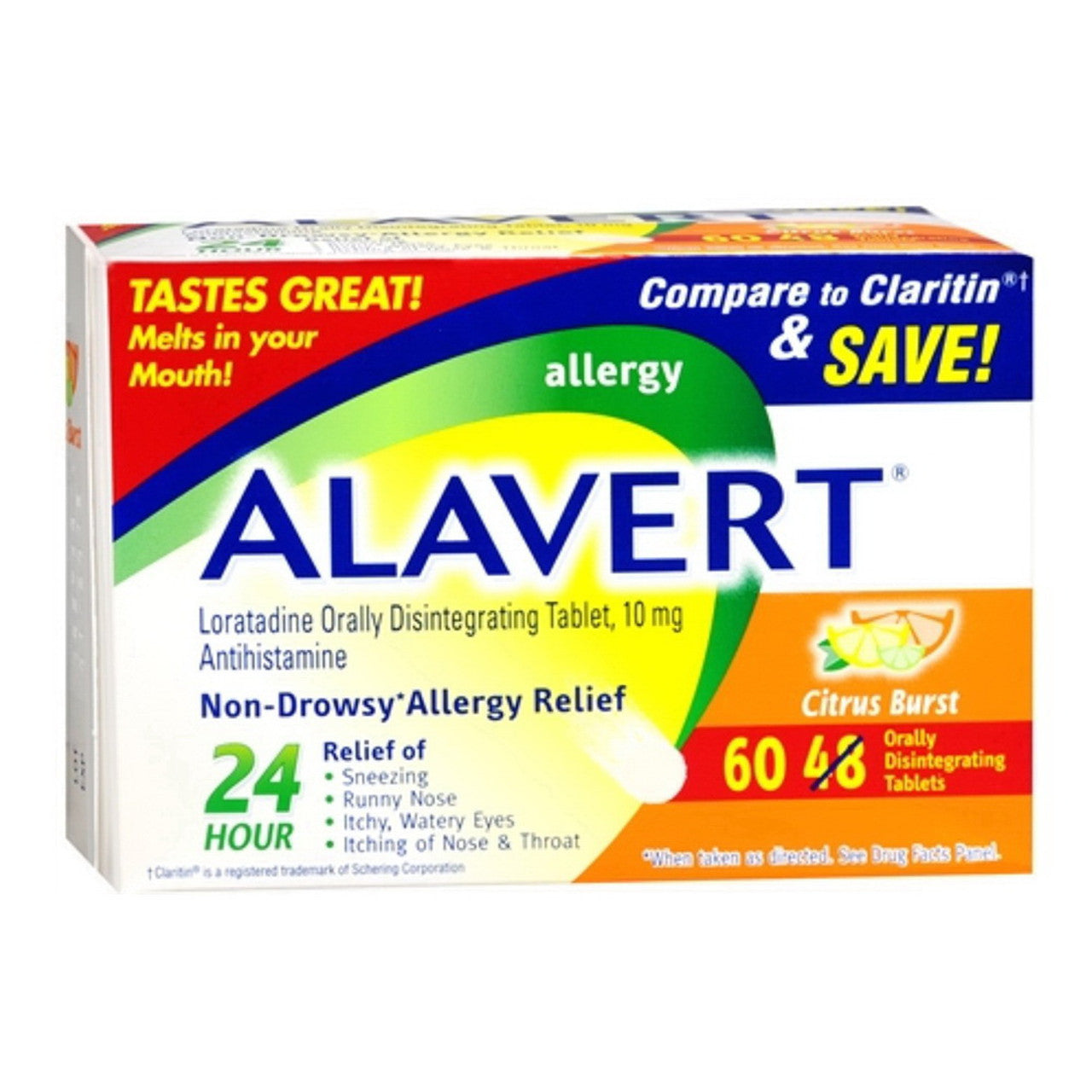 Alavert Allergy Loratadine Orally Disintegrating Tablets, Citrus Burst 10 mg, 60 Ea