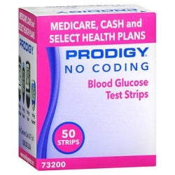 Prodigy No Coding Blood Glucose Test Strips, Box of 50 Strips