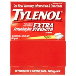 Tylenol Extra Strength, 50 packs of 2ct