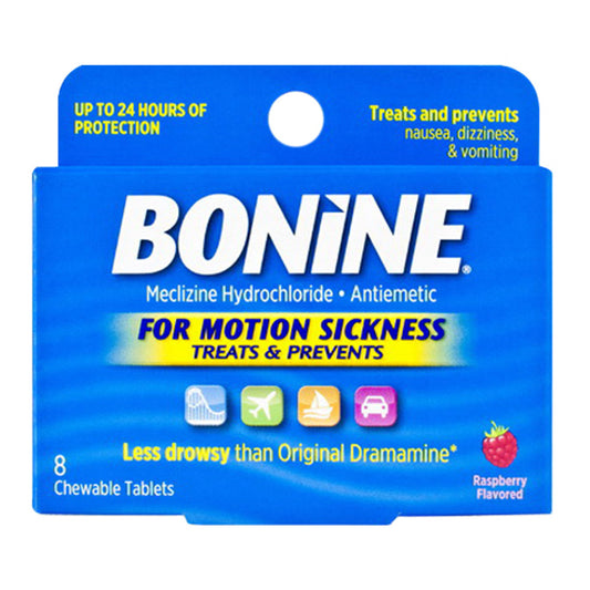 Bonine For Motion Sickness Chewable Tablets, Raspberry Flavored - 8 ea