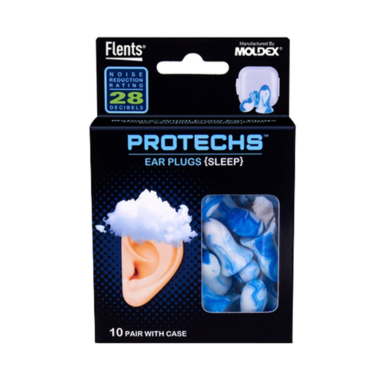 Flents Protechs Foam Sleep Ear Plugs With Case, 10 Pair