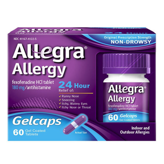 Allegra Allergy 24 Hour Gelcaps 180 mg , Non Drowsy, 60 Ea