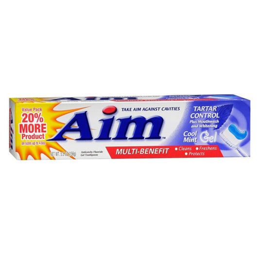 Aim Multi-Benefit Tartar Control Toothpaste, Cool Mint Gel, 5.5 Oz