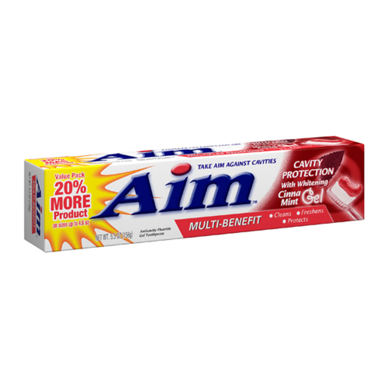 Aim Multi Benefit CaVitamins y Protection Cinna Mint Gel Toothpaste, 5.5 Oz