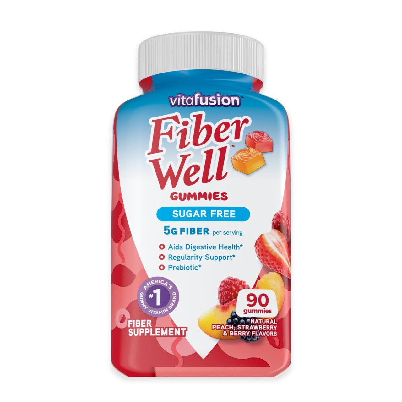 Vitamins afusion Fiber Gummies, Peach, Strawberry And Blackberry, 90 Ea