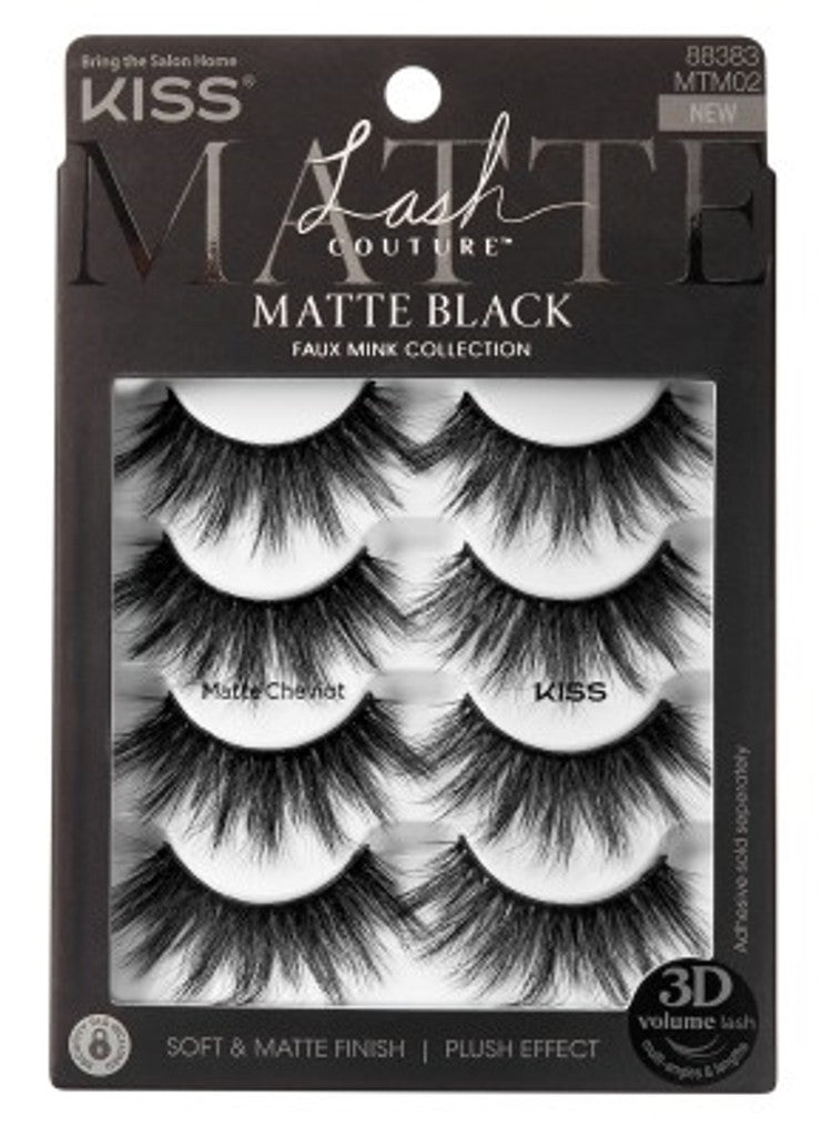 BL Kiss Lash Couture Matte Black Matte Cheviot Multi-Pack 4 Pair - Pack of 3