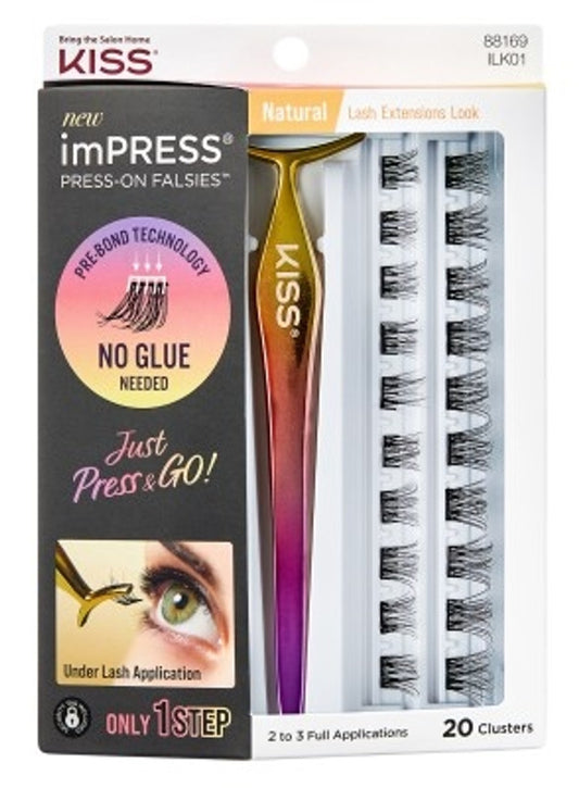 BL Kiss Lash Impress Press-On Falsies Natural 20 Clusters - Pack of 3