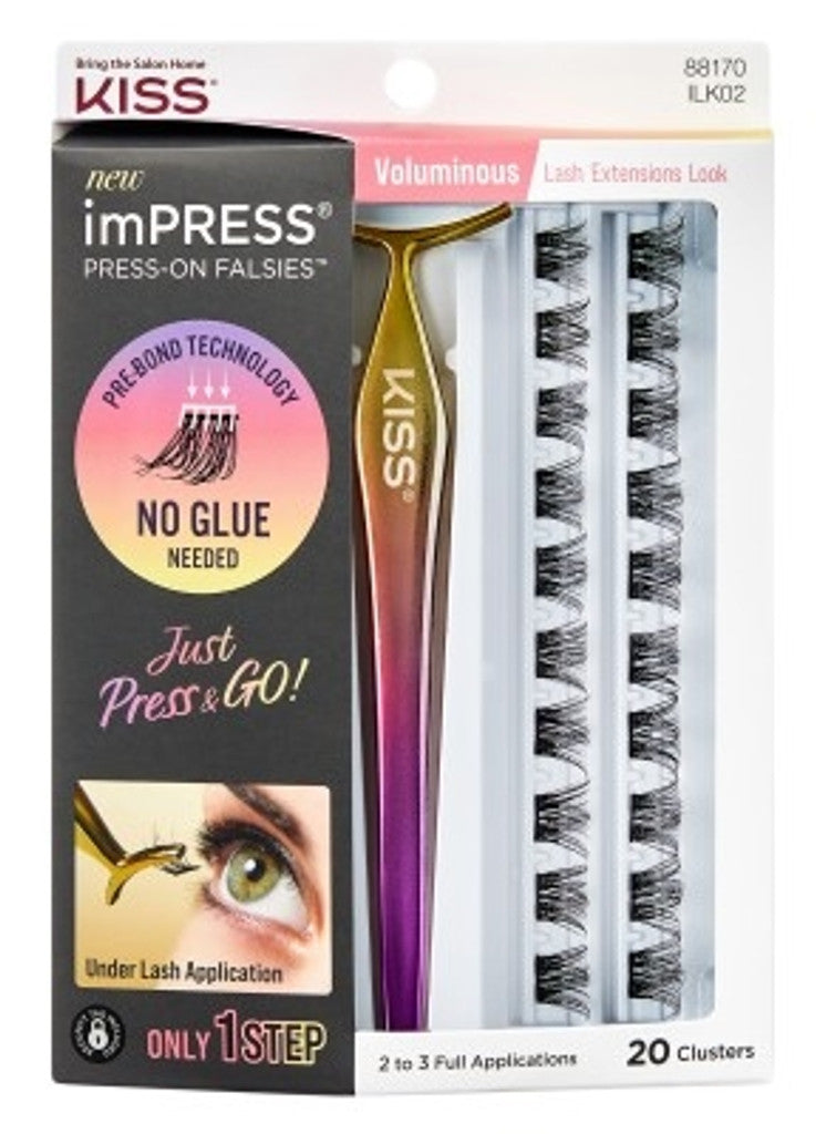 BL Kiss Lash Impress Press-On Falsies Voluminous 20 Clusters - Pack of 3