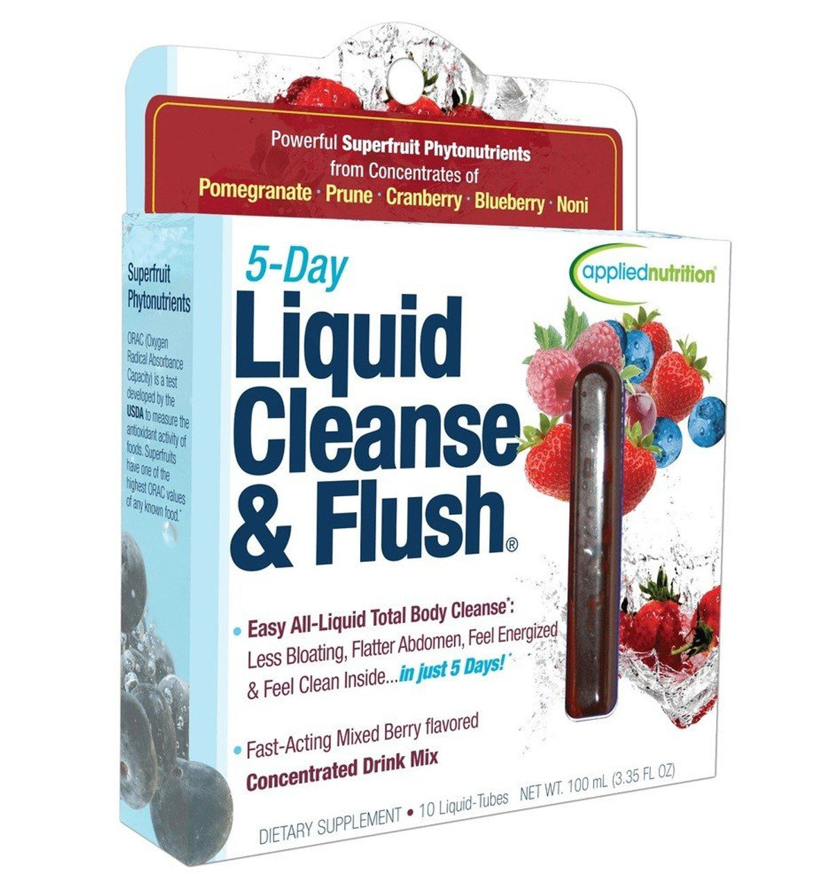 Applied Nutrition 5-Day Liquid Cleanse And Flush Concentrated Drink Mix, Mixed Berry, 10 Ea