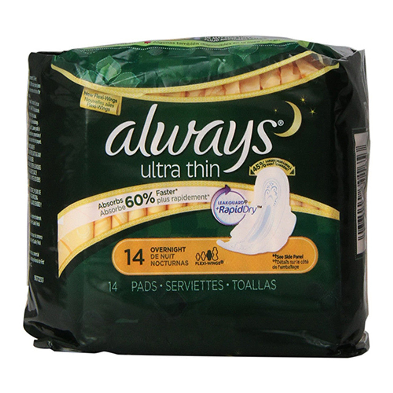 Always Ultra Thin Overnight Maxi Pads With Flexi-Wings - 14 Pads