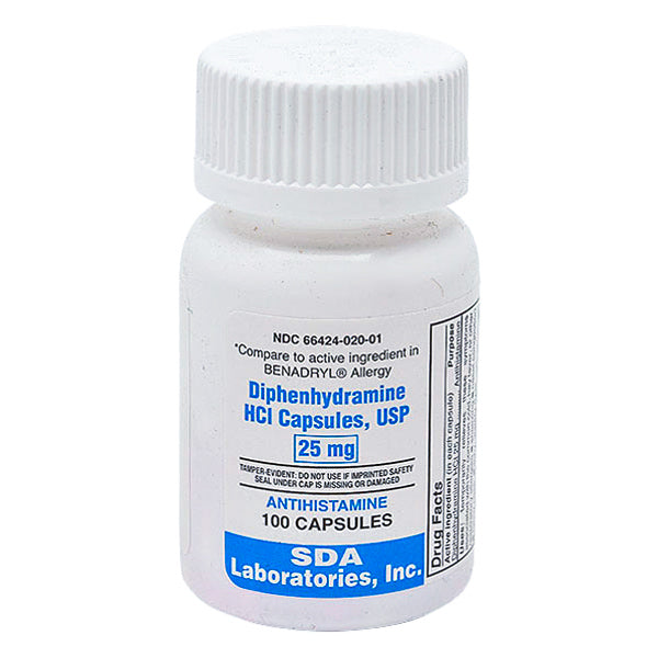 SDA LABS DIPHENHYDRAMINE HCL 25MG