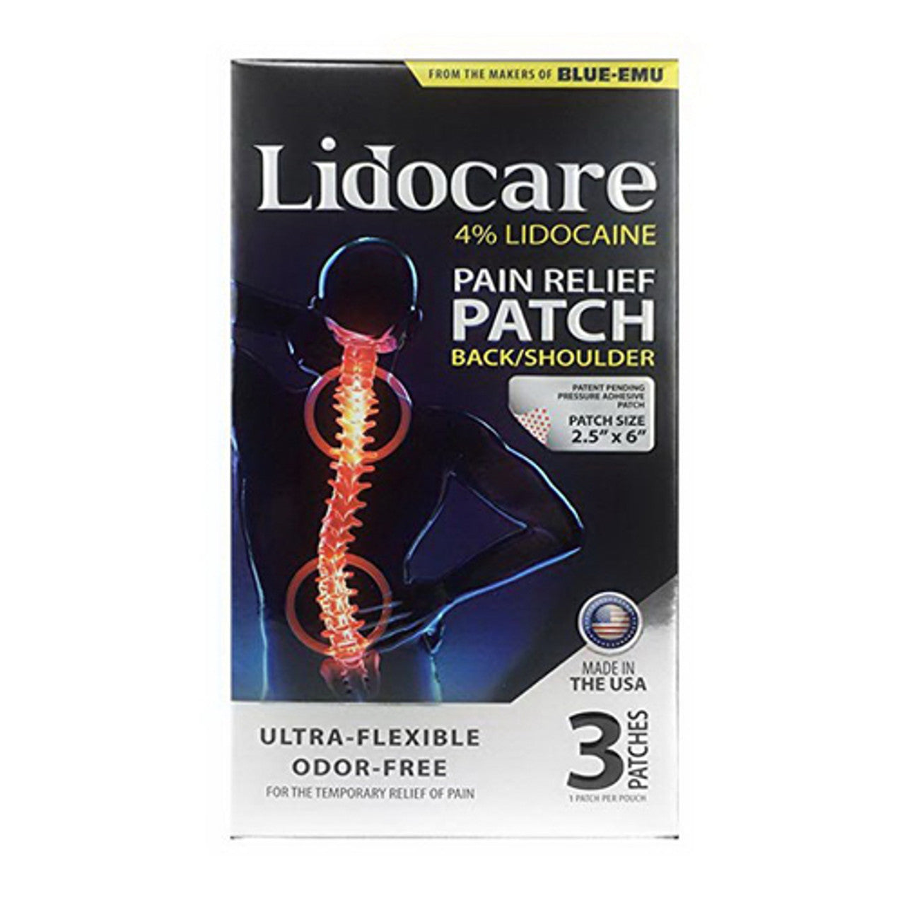 Blue Emu Lidocare Pain Relief Patch Back and Shoulder, 3 Ea