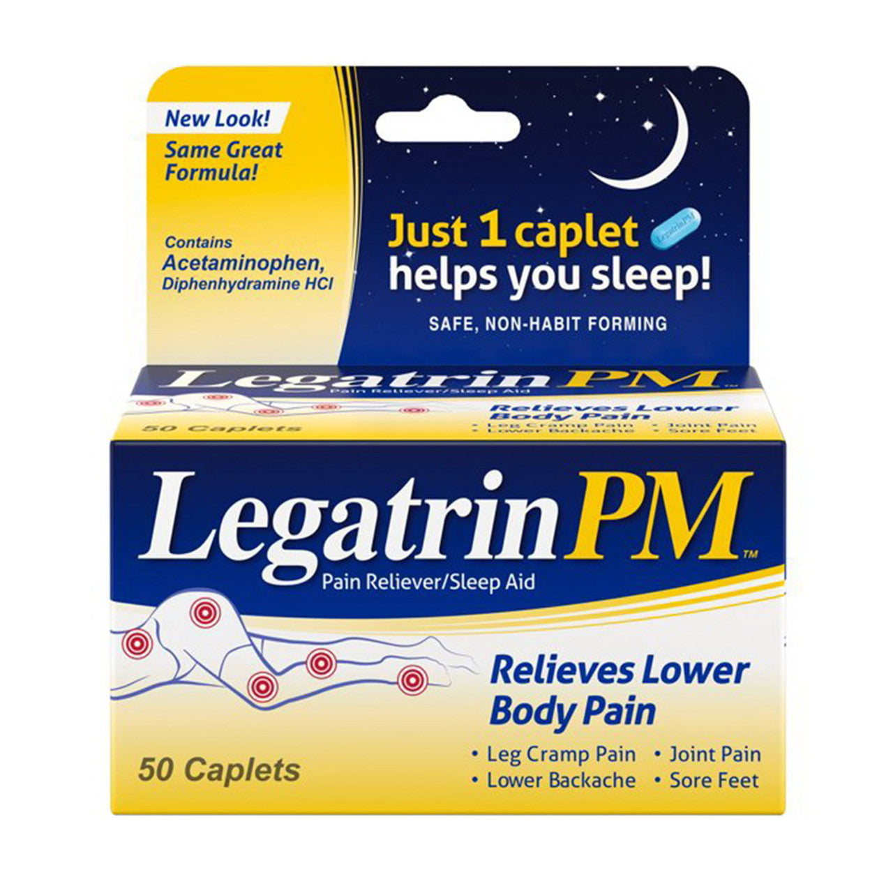 Legatrin PM Acetaminphen Pain Reliever and Sleep Aid Caplets, 50 Ea